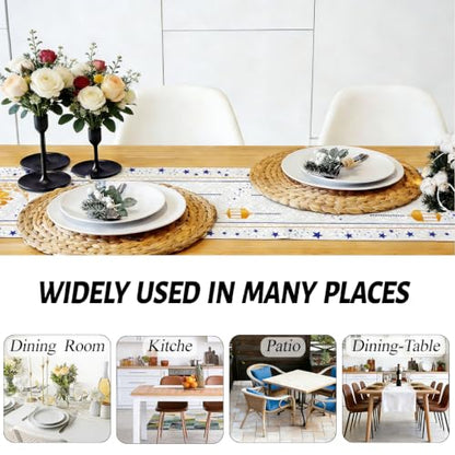 Ramadan Eid Mubarak Table Runner, Golden Crescent Moon Lantern Decorative - color: Muslim Holiday