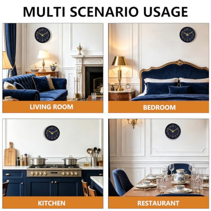 14Inch Navy Blue Silent Wall Clock Battery Operated Clocks for Home - color: Dark Green, size: 14 Inch
