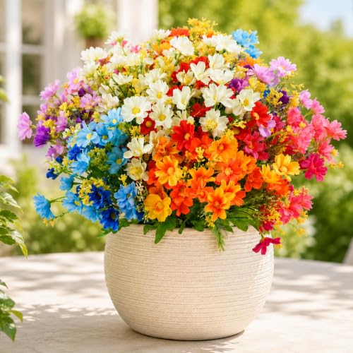 Uieke Artificial Fake Flowers, 12 Bundles Daisy Mums Flowers for Outdoor - color: Assorted, size: 12