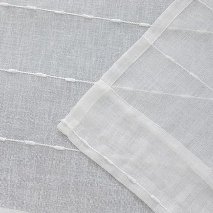 YJ YANJUN White Striped Sheer Curtains 108 Inch Long, Boho Window Panels - color: White, size: 52"W x 108"L (Pack of 2)