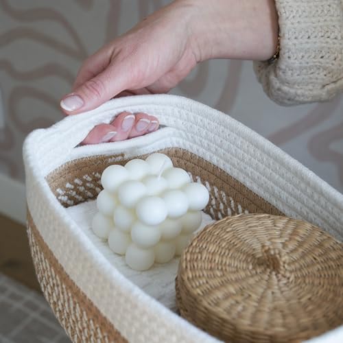 Beautiful Storage Basket Set of 3 - Sturdy Rope Baskets for Shelves - color: Beige-Brown