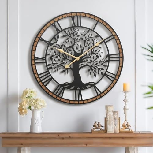 Micasso Large Wall Clock Decorative: 32 Inch Tree of Life Battery Operated - color: Tree, size: 32 Inch