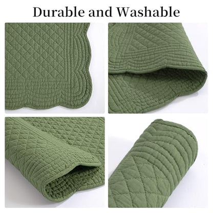 HOMBYS Quilted Placemats Set of 6 Washable-13x18 inches Rectangular Placemats for Kitchen Table-100% Cotton Fabric Rectangular Table Mats, (Emerald Green) - color: Emerald Green
