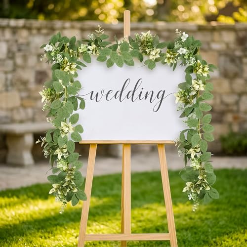 6FT Artificial Eucalyptus Garland with Flowers Faux Greenery Floral Garland - color: Eucalyptus Leaves