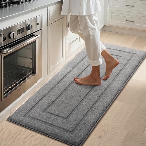 GRANNY SAYS Kitchen Mats for Floor, 47 x 20, Kitchen Rugs Non Slip Washable, Thick Runner Rugs Floor Mats for Sink, Laundry, Long Kitchen Carpet Non Skid, Grey - color: A-gray, size: 1'6" x 3'11" (47" x 20")