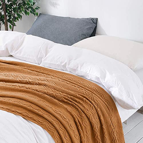 MIULEE Brown Knitted Boho Throw Blanket for Couch 50"x60" - color: Brown, size: 50" x 60"