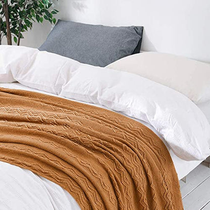 MIULEE Brown Knitted Boho Throw Blanket for Couch 50"x60" - color: Brown, size: 50" x 60"