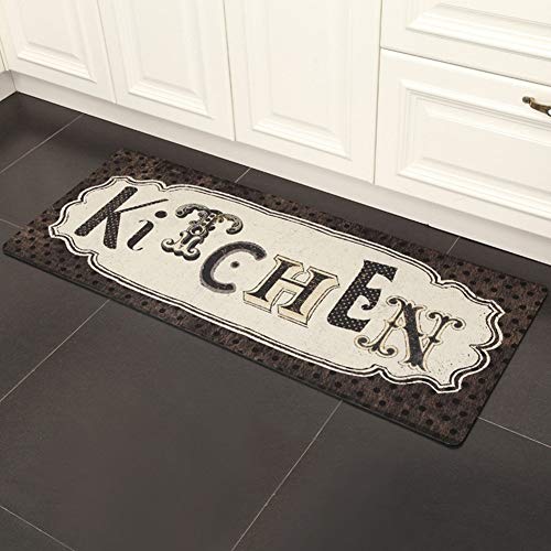 UKELER Kitchen Rug Non Slip, Durable Natural Rubber Rug Runner for Kitchen Antique Style Chef Mat, 48''×20'' - color: D, size: 48×20 in