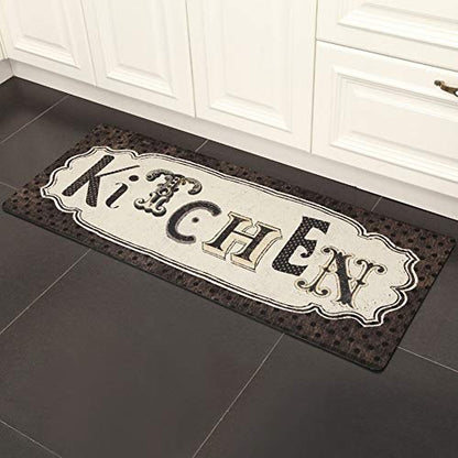 UKELER Kitchen Rug Non Slip, Durable Natural Rubber Rug Runner for Kitchen Antique Style Chef Mat, 48''×20'' - color: D, size: 48×20 in