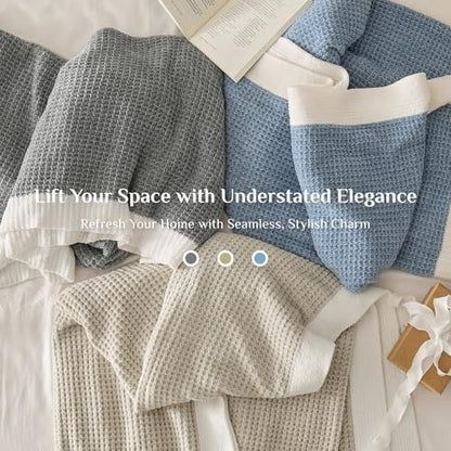 BEDELITE Soft Cozy Chenille Waffle Knit Throw Blanket,Farmhouse Boho - color: Grey, size: Twin(60"x80")