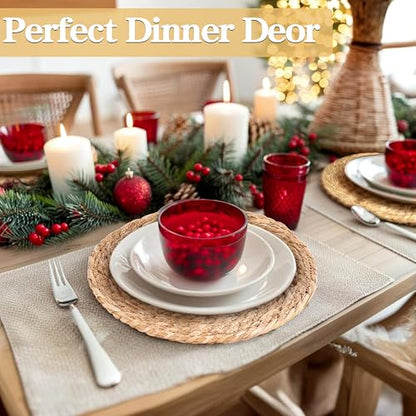 Round Woven Placemats Set of 12，12 Inch Natural Rattan Placemats Hand-Woven Water Hyacinth Placemat Farmhouse Rustic Braided Boho Wicker Table Mats for Christmas Dining Table Wedding Home (12 Inch) - size: 12