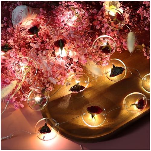LED Christms String Lights Indooor Battery Operated 15 LEDS Fairy Lights for Bedroom Birthday Weeding Christmas Decoration Christmas Tree Ornaments Festival Party Supplies (5.2 FT /1.65 m Rose) - color: Rose