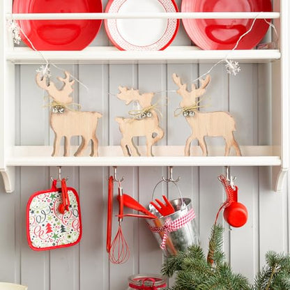 COCHIE Cute Christmas Tiered Tray Decor Indoor, Wooden Reindeer Christmas Tabletop Decorations and Xmas Tree Centerpiece, Reindeer Sign Standing Elk Decor for Home Party Decorations (Brown) - style: Brown