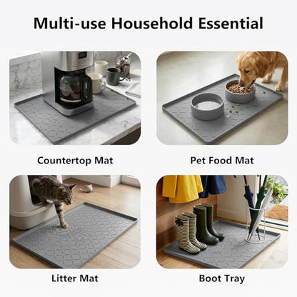 Mateeylife Under Sink Mat Kitchen Waterproof, Silicone Sink Tray 22"X31" - color: Dark Grey, size: 22''W x 31''L
