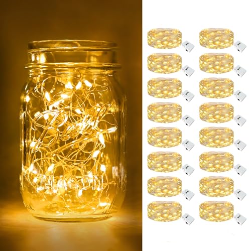 btfarm 16 Pack Fairy Lights Battery Operated Twinkle Lights with 3 Modes - color: Warm White, size: 16 Pack