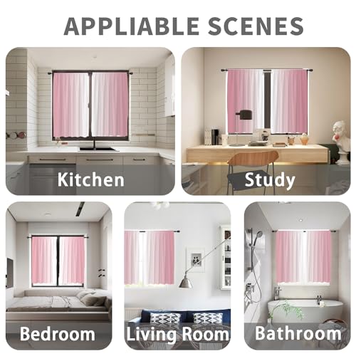 Pink White Curtains, Ombre, 2 Panels, 42" W x 63" L, Rod Pocket - color: Pink and White, size: 42"W x 63"L (Pack of 2)
