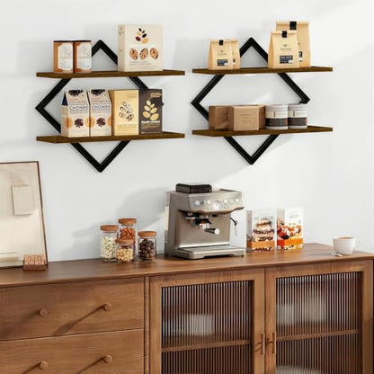 Floating Shelves for Wall, Set of 3 Hanging Shelves, Rustic Brown - size: 3-Pack