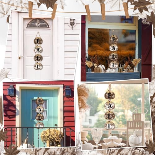 Britimes Fall Pumpkin Welcome Door Sign, Wooden for Front Door - style: Brown Fall Maple Leaf