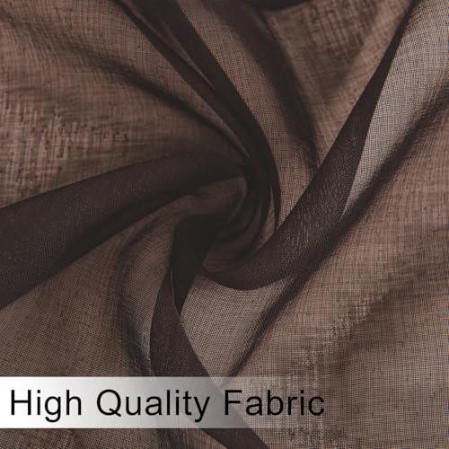 DWCN Sheer Valance, Semi Vole Curtain Valance for Cafe, Bedroom, Basement, Rod Pocket Linen Look Drapes, 1 Panel, Brown, 52 by 18 Inches Long - color: Brown, size: 52"W x 18"L (Pack of 1)