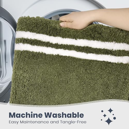 PURRUGS Bathroom Runner Rug, Bath Mat, 24" x 60", Olive Green - color: Olive Green, size: 24" X 60"