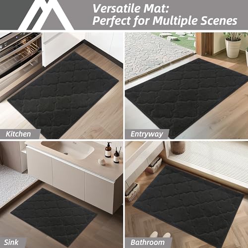 COSY HOMEER Kitchen Rugs Non Slip Washable 20"x32",Black - color: Black, size: 20"X 32"