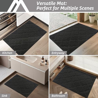 COSY HOMEER Kitchen Rugs Non Slip Washable 20"x32",Black - color: Black, size: 20"X 32"