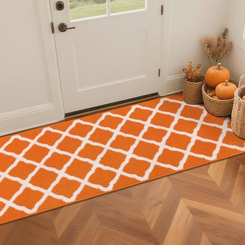 SHACOS Fall Runner Rug 2x6 ft Dirt Trapping Hallway Kitchen Rug Runner - color: Orange, size: 2' x 6'