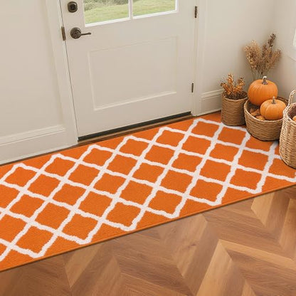 SHACOS Fall Runner Rug 2x6 ft Dirt Trapping Hallway Kitchen Rug Runner - color: Orange, size: 2' x 6'