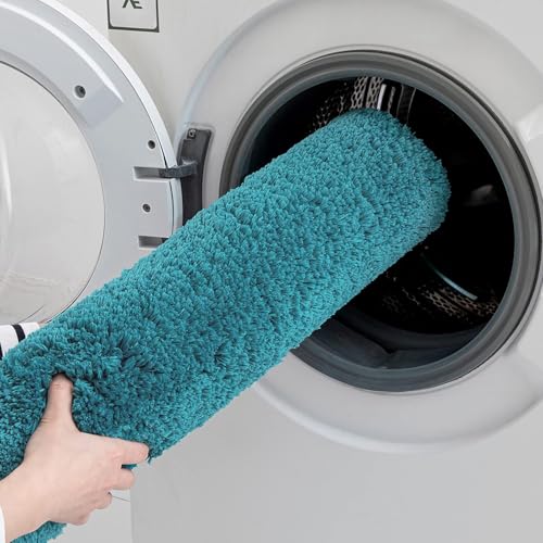 MIULEE Teal Bathroom Runner Rugs Soft Microfiber Bath Mat 16x48 Inch - color: Teal, size: 1'4" x 4' (Rectangular)