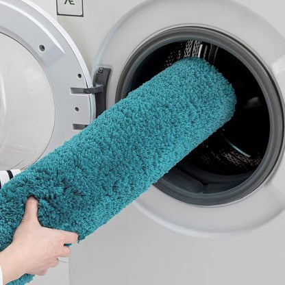 MIULEE Teal Bathroom Runner Rugs Soft Microfiber Bath Mat 16x48 Inch - color: Teal, size: 1'4" x 4' (Rectangular)