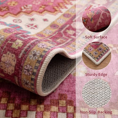 Ciicool 2x3ft Small Area Rug,Washable Boho Thin Mat for Entryway Kitchen - color: Fuchsia, size: 2' X 3' (Rectangular)