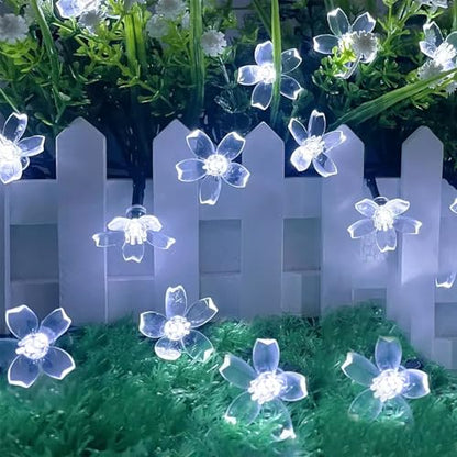 33ft 100 LED Plug in Cool White Cherry Blossom Flower String Lights Decor - color: White