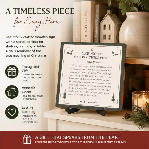 Christmas Tabletop Wooden Sign with Stand, Winter Holiday Desk Decor,SD21 - color: night christmas 3
