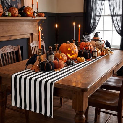 AmazingSpark Striped Table Runner Roll,Black,25' Long X 16" Wide - color: Black, size: 25' Long X 16" Wide