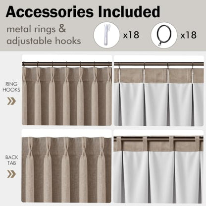 MIULEE Pinch Pleated Blackout Linen Curtains Burlywood Birch 2 Panels 50x90 - color: Burlywood Birch, size: 50"W x 90"L (Pack of 2)