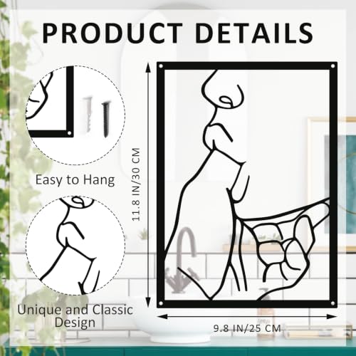ruelen Metal Wall Art Abstract Wall Decor with Quiet Gesture Theme - color: Black