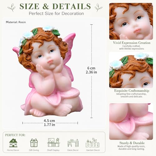 XJar Garden Fairy Figurine, Hand Painted Resin Yard Decor Statue - color: Flower Fairy - Pink