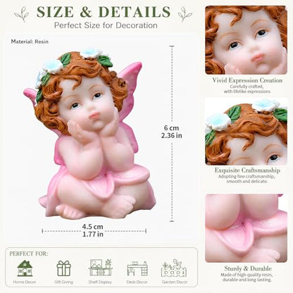 XJar Garden Fairy Figurine, Hand Painted Resin Yard Decor Statue - color: Flower Fairy - Pink