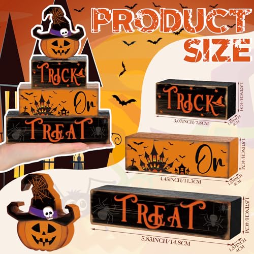 4 Pcs Halloween Table Decor Pumpkin Hat Wooden Sign for Home - style: Witch Pumpkin