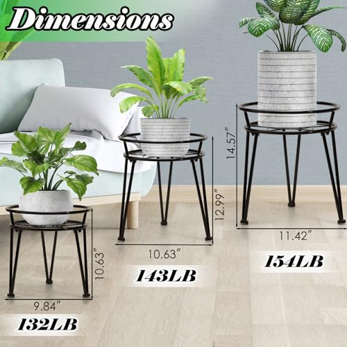 3Pack Metal Plant Stands Outdoor Indoor, Iron Flower Pot Stands