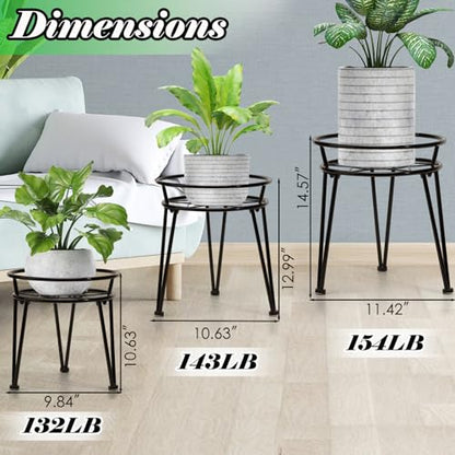 3Pack Metal Plant Stands Outdoor Indoor, Iron Flower Pot Stands