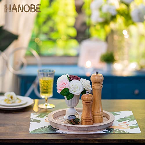 Hanobe DIY 장식 접시용 미완성 원형 나무 공예 트레이 - color: 천연 목재.