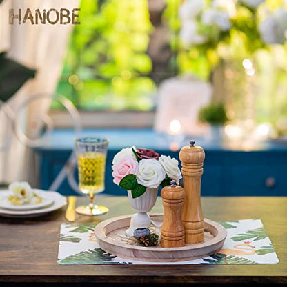 Hanobe DIY 장식 접시용 미완성 원형 나무 공예 트레이 - color: 천연 목재.