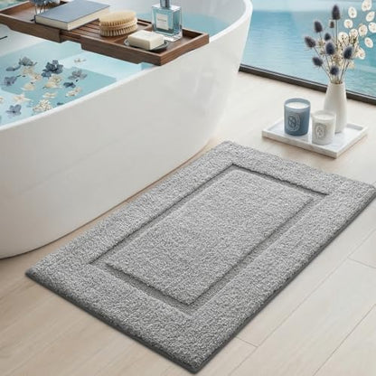 DEXI Bath Mat 43x24, Soft Absorbent Bathroom Rugs Non Slip, Light Grey - color: Light Grey, size: 43" X 24" (Rectangular)