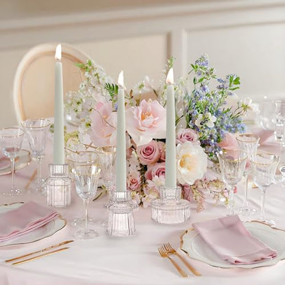 Glass Candlestick Holders, Taper Candle Holders, Set of 3, Clear - color: Clear, size: 3 PCS
