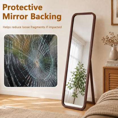 Anwick Full Length Floor Mirror Wood Frame Standing Mirror Walnut 63 in - color: Walnut