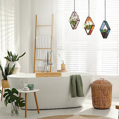 Yaomiao 3 Pcs Hanging Glass Planter, Glass Hanging Terrarium, Vivid Color