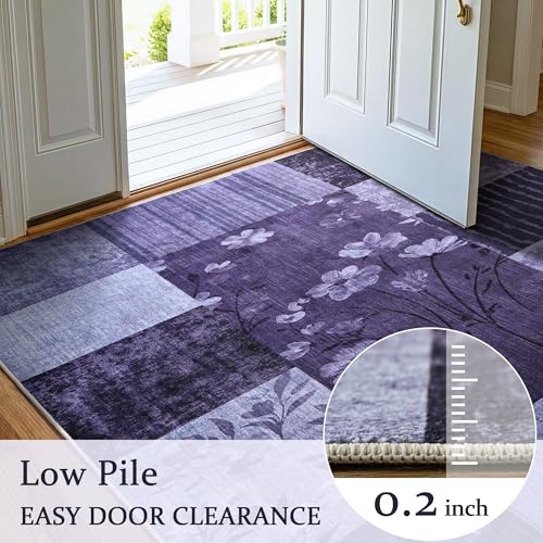 6'x9' Dark Purple Patchwork Geometric Area Rug - color: Dark Purple, size: 6' x 9' (Rectangular)