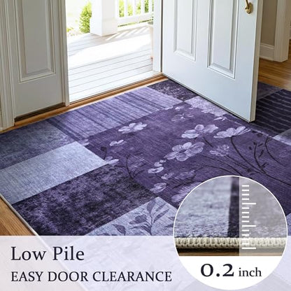 6'x9' Dark Purple Patchwork Geometric Area Rug - color: Dark Purple, size: 6' x 9' (Rectangular)