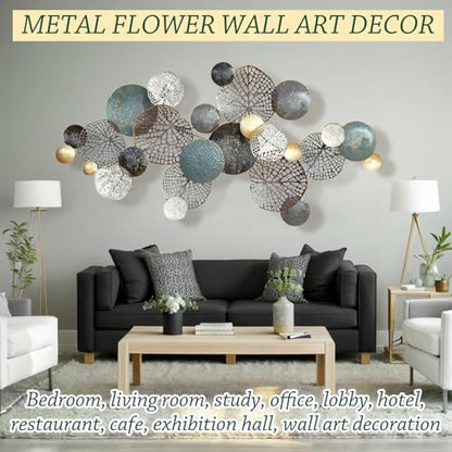 edaknez 52"x27" Large Metal Wall Decor, 3D Green Lotus Leaf Metal Wall Art - color: D 52 inch x 27 inch